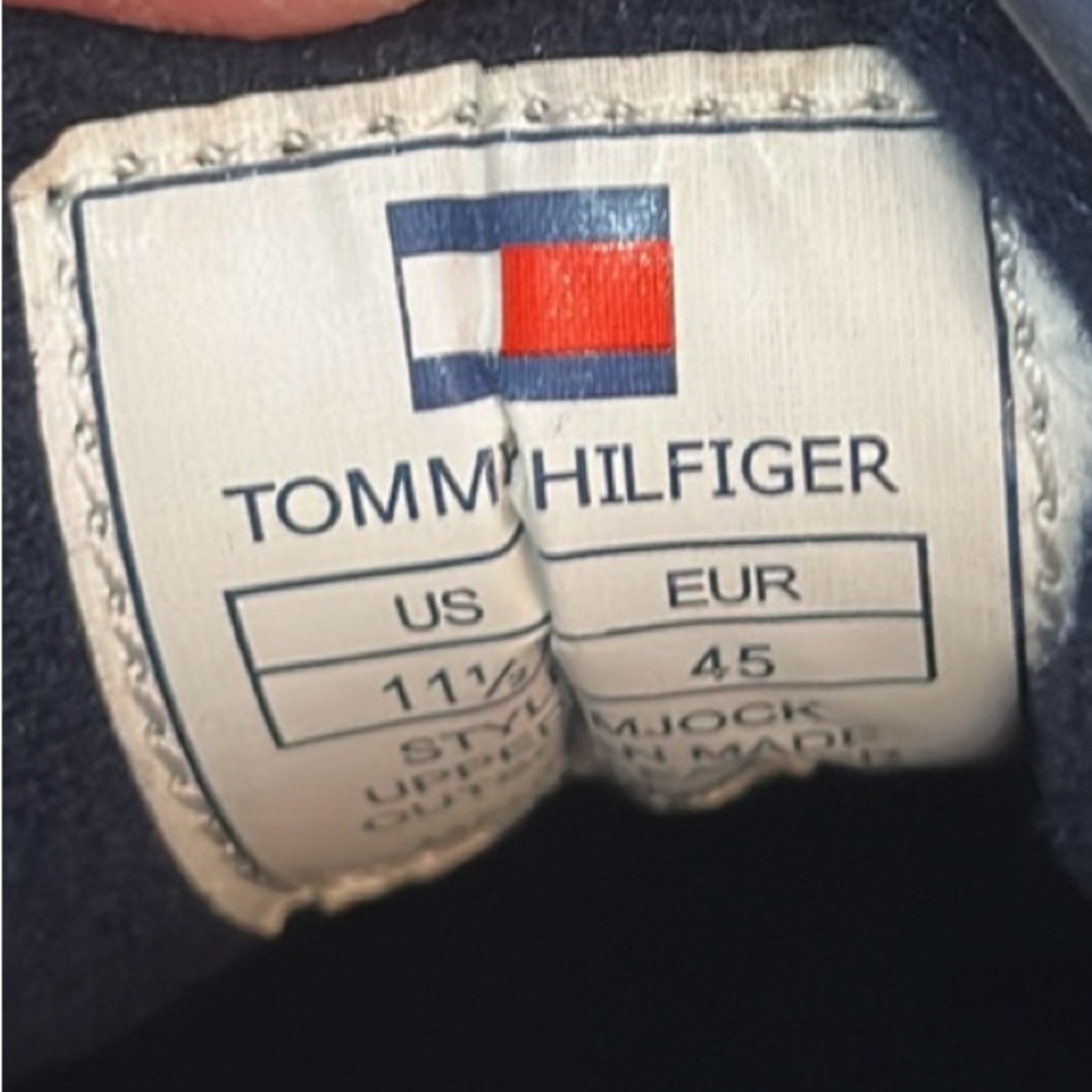 Men’s Tommy Hilfiger White Sneakers w/Red & Blue Striped Detail Sz 11.5 - Picture 10 of 10